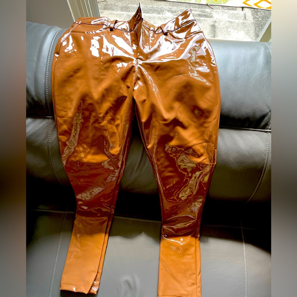 Latex pants caramel color